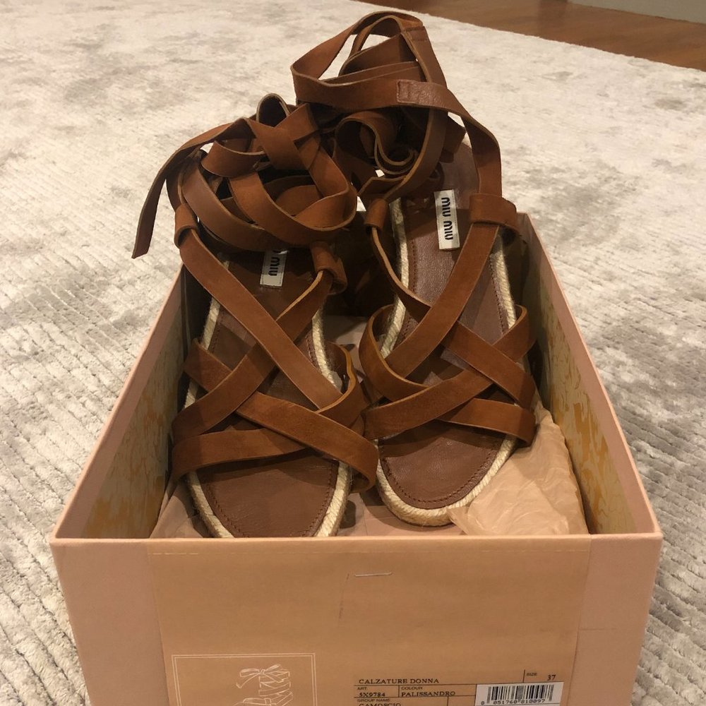 Rare Miu Miu Lace Up Espadrille Gladiators